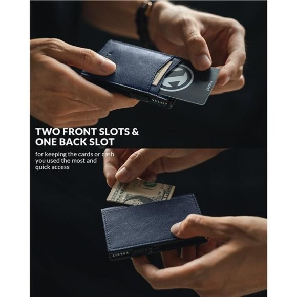 SLIM Leather Wallet RFID Navy - Picture 4 of 6